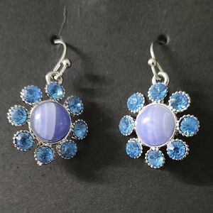 Elegant Blue and Silver Floral Earrings